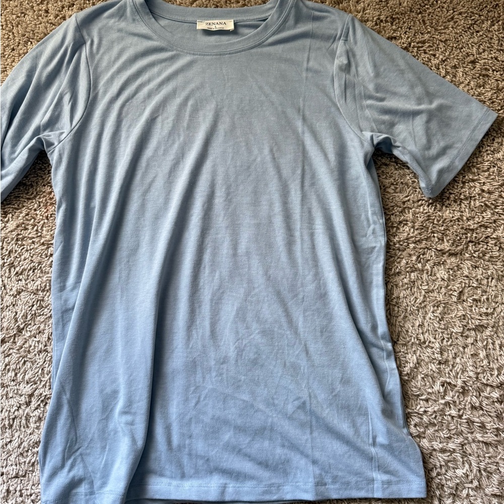 Women’s Zenana size Large Ash Blue Crew Neck T-Shirt